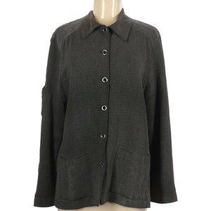 Cynthia Max Cardigan Womens Sz M Moss Green Long Sleeve Button Front Pockets